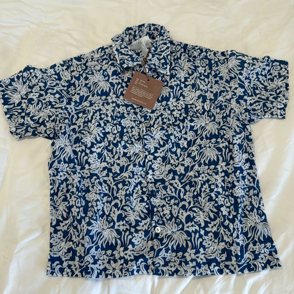 Acacia kids shirt xl blue batik blossom